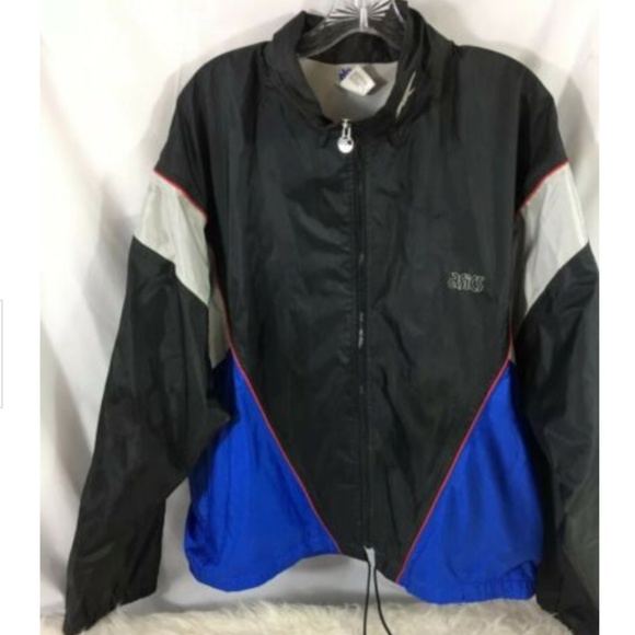 Vtg Asics Track Jacket Full ZIp Mens Black Blue - Picture 1 of 8